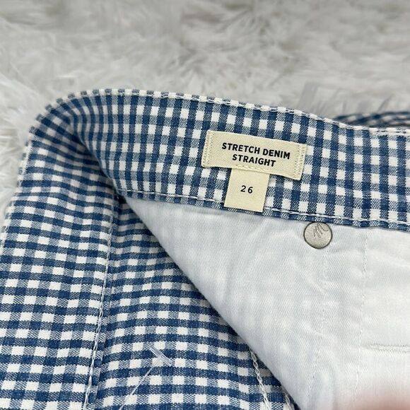 NWT Madewell Straight Stretch Mini Skirt Gingham: Raw Hemmed in Blue/White S 26 - Picture 7 of 10